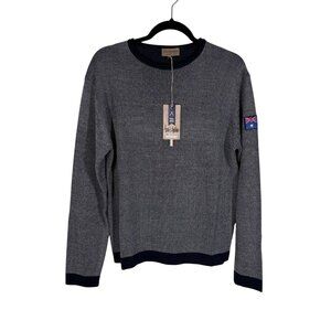 Lorenzo Magni Men Sz M Navy Blue Long Sleeve Wool Blend Pullover Sweater NWT